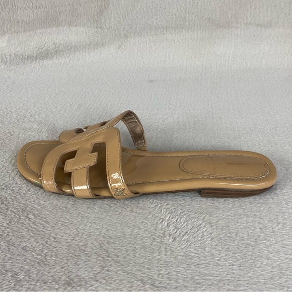 Sam Edelman Bay Womens Slide Sandals Size 8.5 M Tan Patent Leather Flats Slip On - Picture 2 of 12